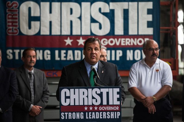NJ Governor Christie at a reelection event in Jersey City last summer